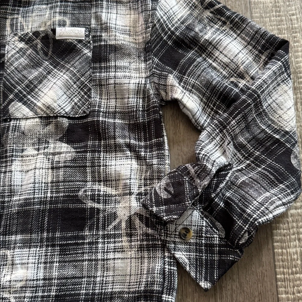 JUSTICE Black & White Plaid Button Down Shirt- size 10